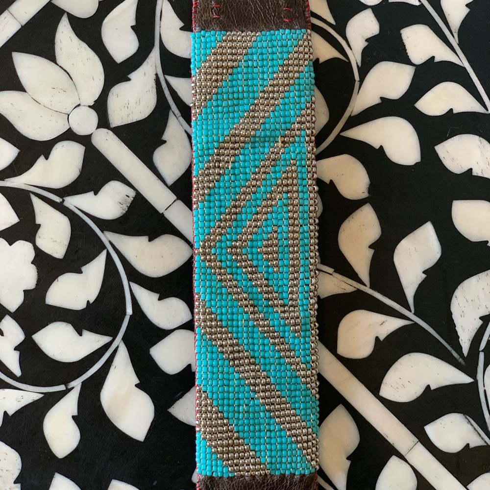 Leather Beaded Cuff